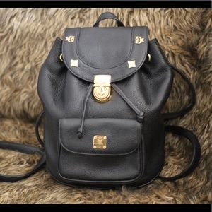 MCM Black Leather Backpack Amazing Condition!!